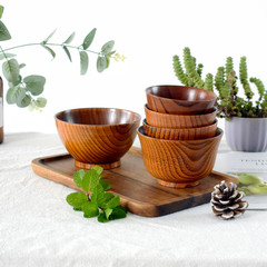 Origin Supply Japanese-Style Flipped Edge Wood Bowl, Sour Jujube Wood Baby Food Bowl Creative Anti-Scald Bowl Wholesale