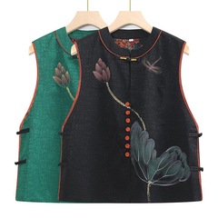 国風の両面のお母さんの復古の双は中国式のベストの上着の新型のジャカードの唐の服のゆったりしている上着のベストの肩を着ます。