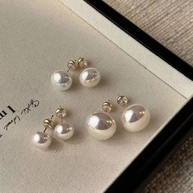 Shijia Steamed Bread Pink Pearl Earrings Women's Needle Light Luxury Elegant Earrings 2023 New Niche Ear Jewelry