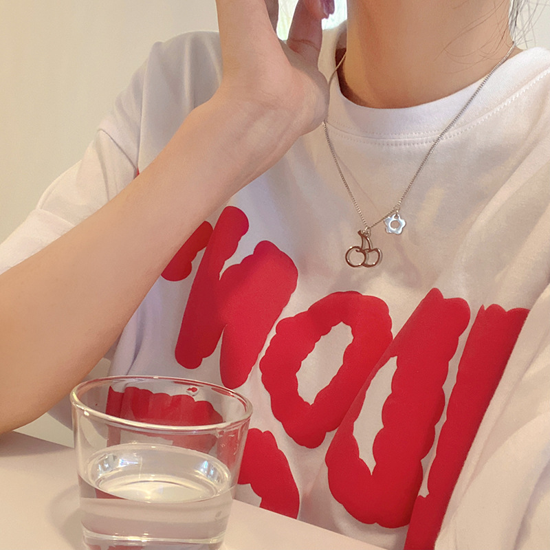Hip-Hop Hollow Cherry Necklace Women's Summer ins Trendy Internet Popular Niche Design Sense Collarbone Woolen Chain All-Match Necklace Chain Hip-Hop Hollow Cherry Necklace Women's Summer ins Trendy Internet Popular Niche Design Sense Collarbone Woolen Chain All-Match Necklace Chain