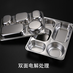 304不鏽鋼分格餐盤帶蓋幼兒園學校食堂採購兒童學生中式飯盤加厚