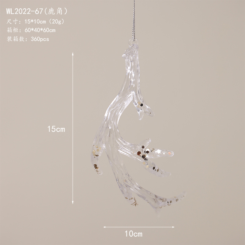 Nuevos productos transfronterizos flocos de nieve de Navidad acrílico transparente alce guirnaldas de decoración de árbol de Navidad colgante colgante