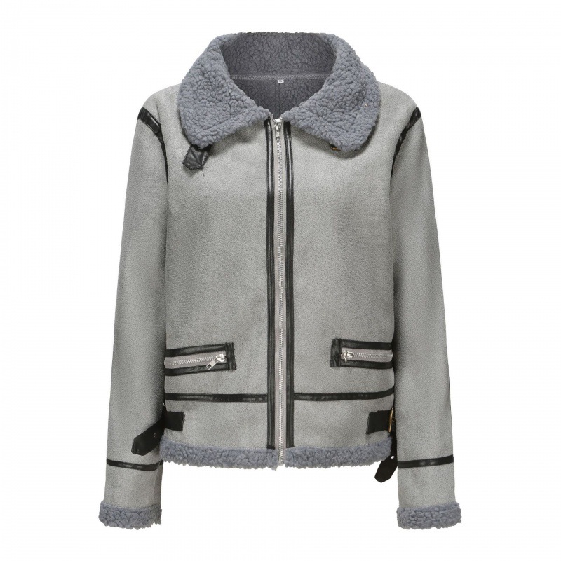 Pelliccia di pecora corta da donna con pelliccia spessa_voghion.com
