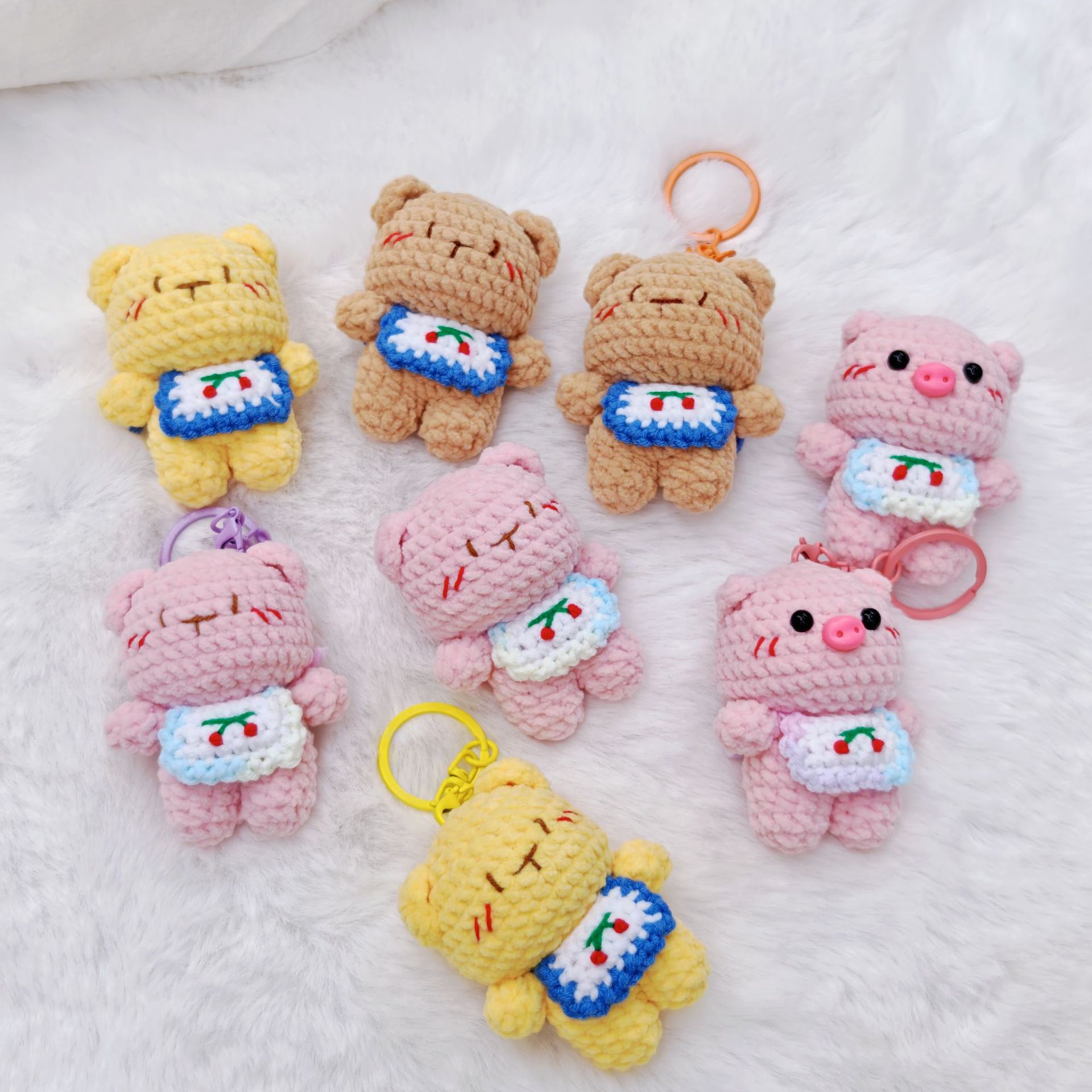 새로운 귀여운 곰 손으로 짠 펜던트 키 체인 가방 펜던트 플러시 돼지 곰 인형 di