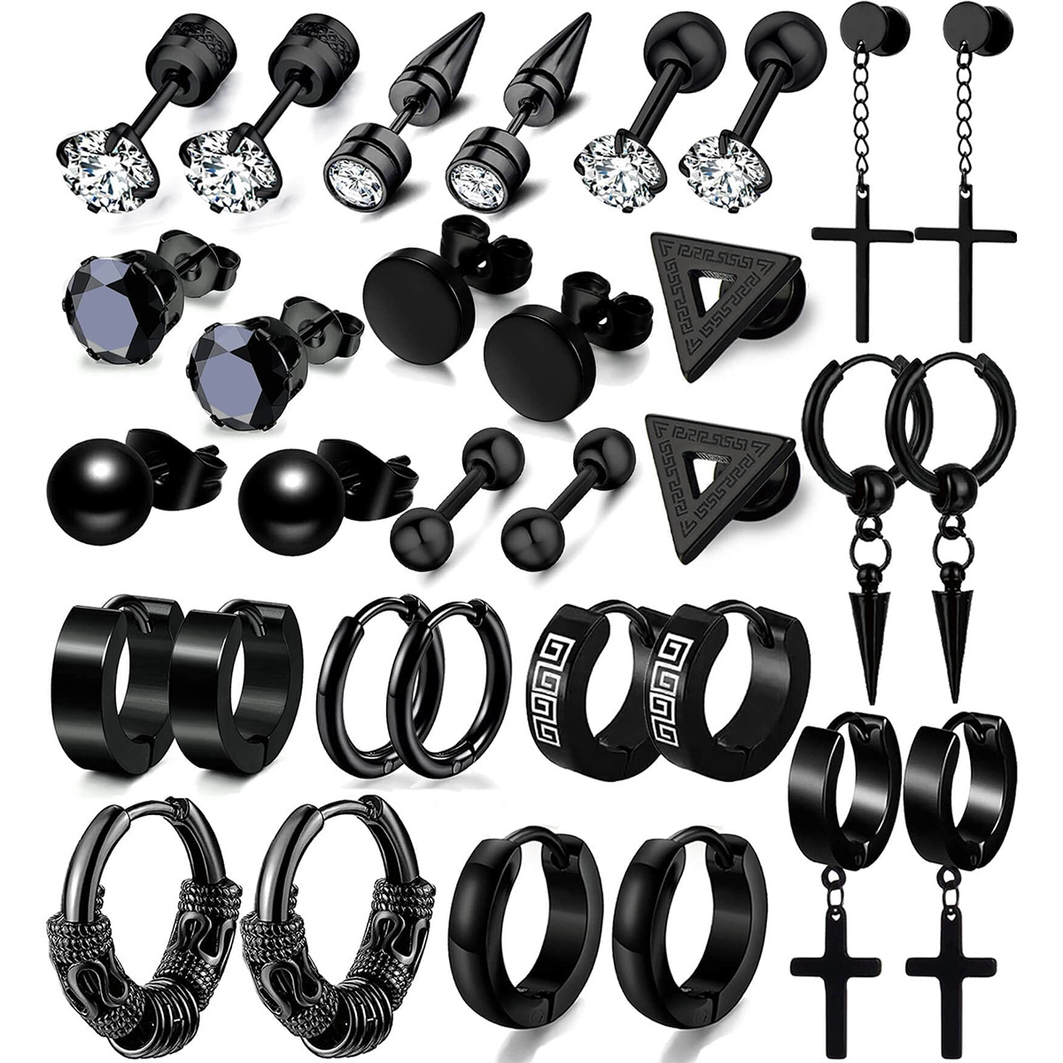 Black earrings stainless steel