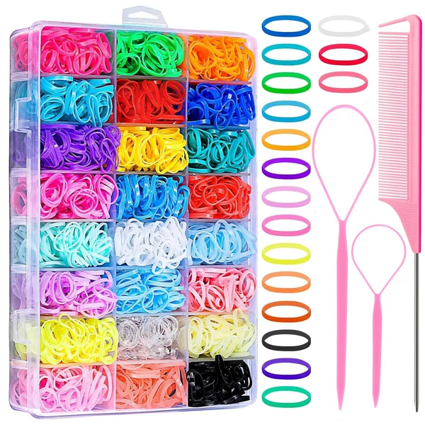 24 colors + pink hooked comb + pink hair iron