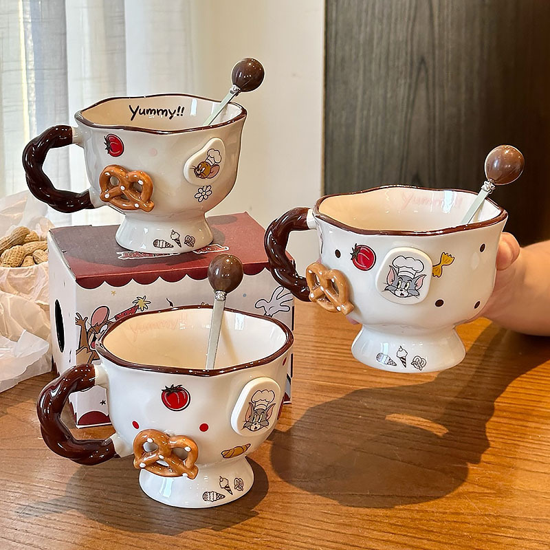 トムとジェリー セラミックコーヒーマグカップ 女の子用 高見えカップル ドリンクカップ 家庭用誕生日プレゼント|undefined
