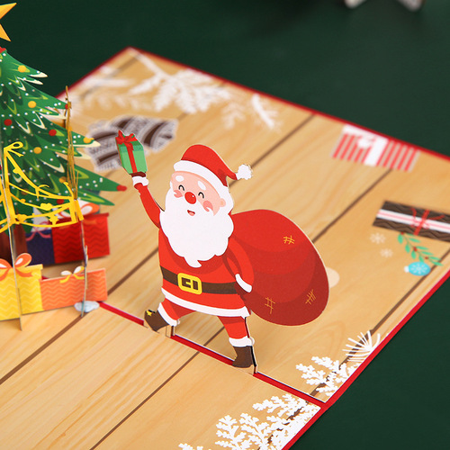 New Christmas 3D Greeting Card Creative 3D Santa Paper Sculpture 3D Greeting Card Holiday Greeting Card Wholesale