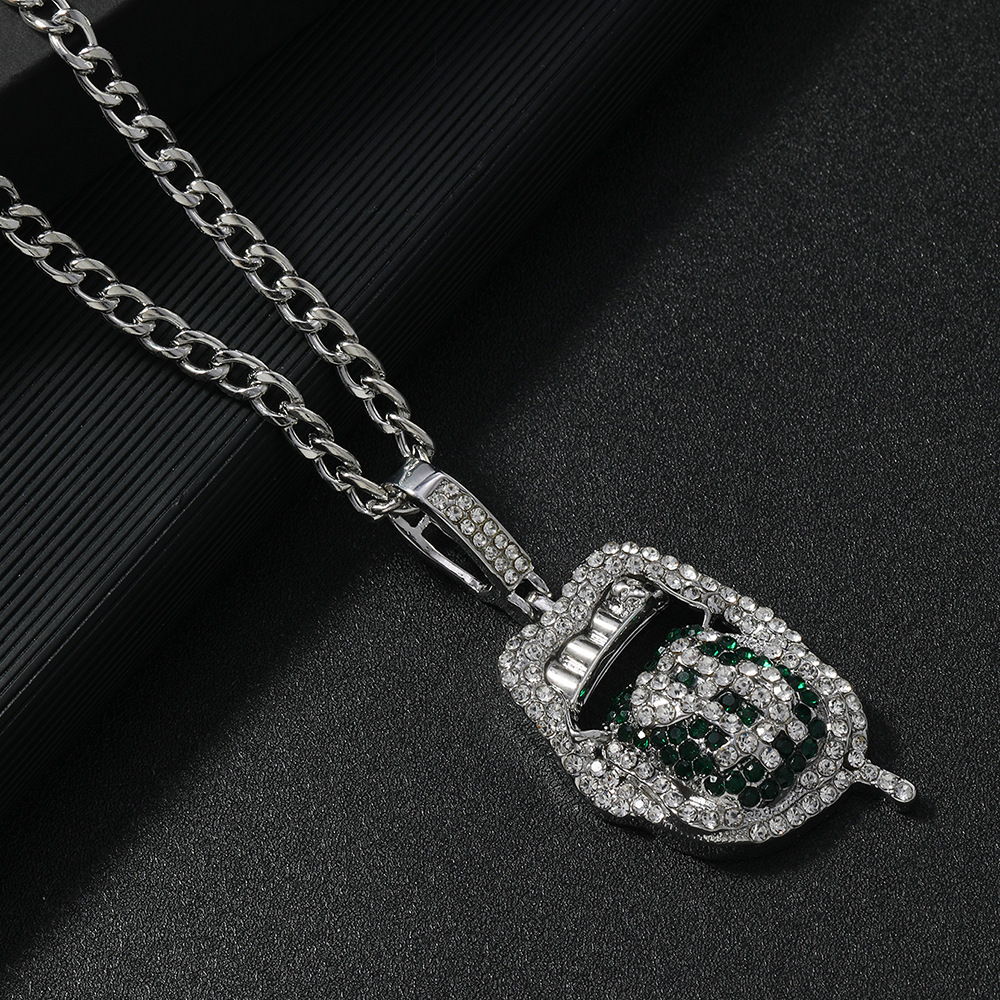 국경 간 유럽과 미국의 새로운 힙합 과장된 미국 소년 풀 다이아몬드 미국 달러 쿠바 혀 펜던트 목걸이 펜던트