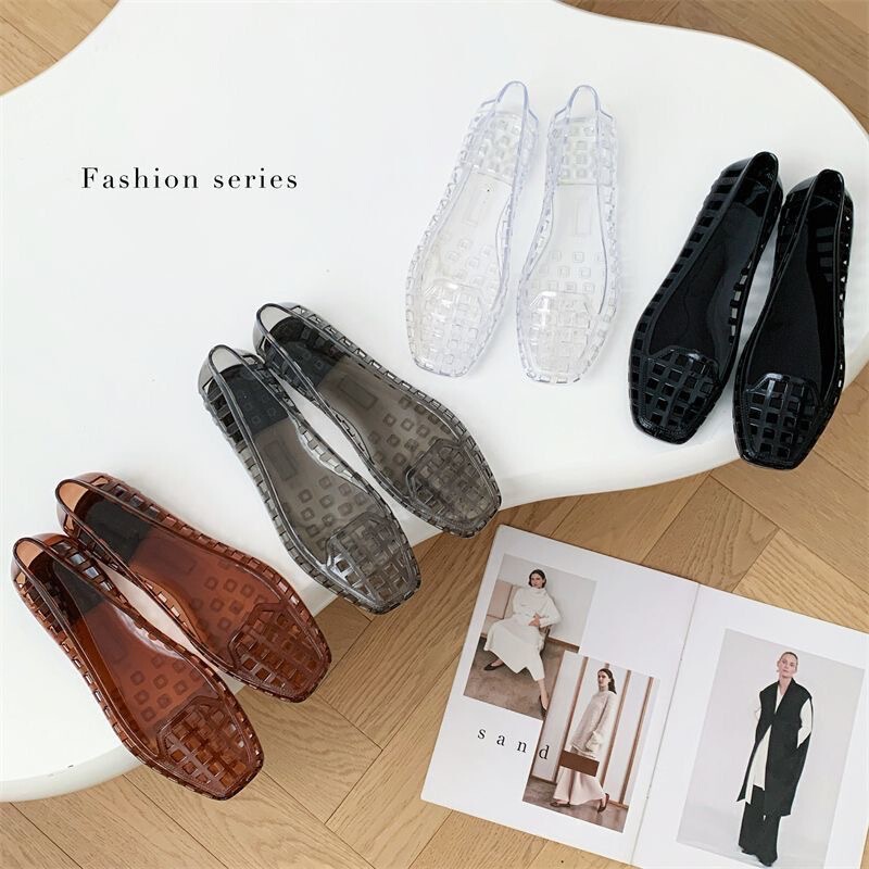 New Cross-Border Jelly Shoes, Shallow Slip-On Shoes, Outdoor Casual Square-Toe Flat Sandals, Slip-On Dance Shoes New Cross-Border Jelly Shoes, Shallow Slip-On Shoes, Outdoor Casual Square-Toe Flat Sandals, Slip-On Dance Shoes