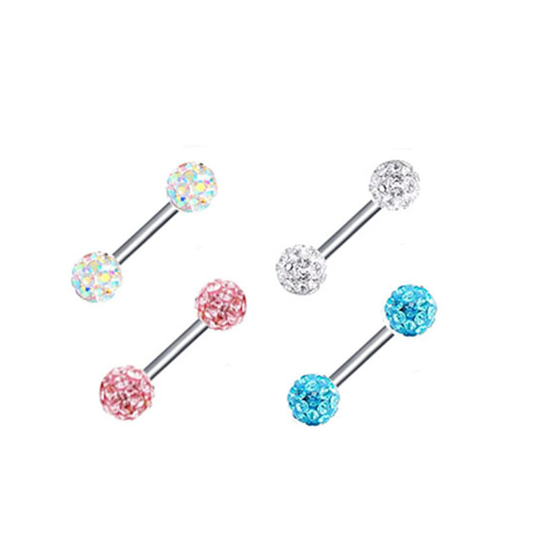 Fashion Geometric Stainless Steel Diamond Artificial Gemstones lip stud Ear Studs Nose Ring