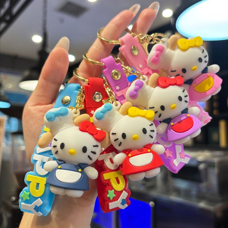 New Kt Cat Keychain Cartoon Anime Hellokitty Keychain Bag Pendant Car Key Ring Gift