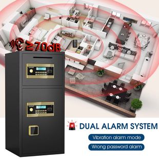 2025 New Double-Door Coin Slot Safe Home Large Safe Anti-Theft Smart Alarm Screen Display Safe