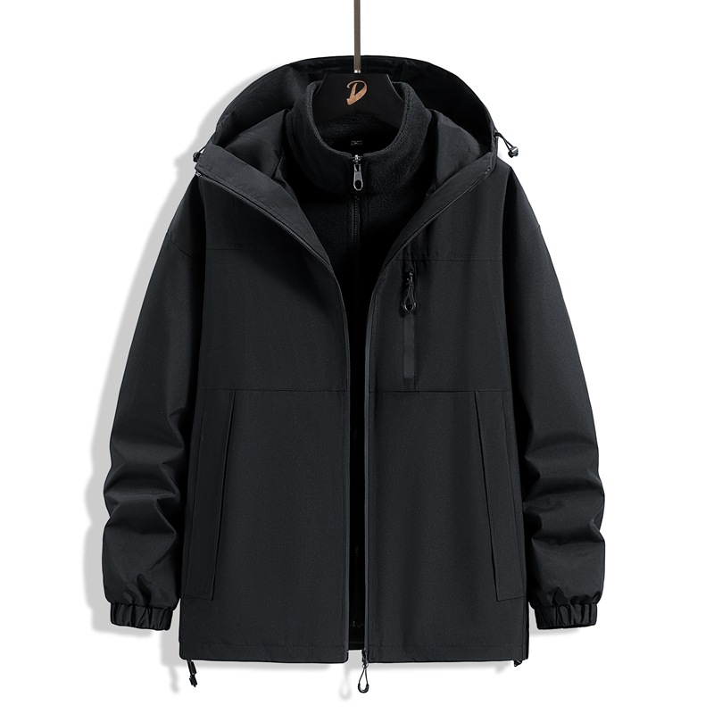 3 - en - 1 vestir de asalto para hombres otoño y invierno al aire libre función de viento engrosado a prueba de viento chaqueta encapuchada abrigo deportivo de moda