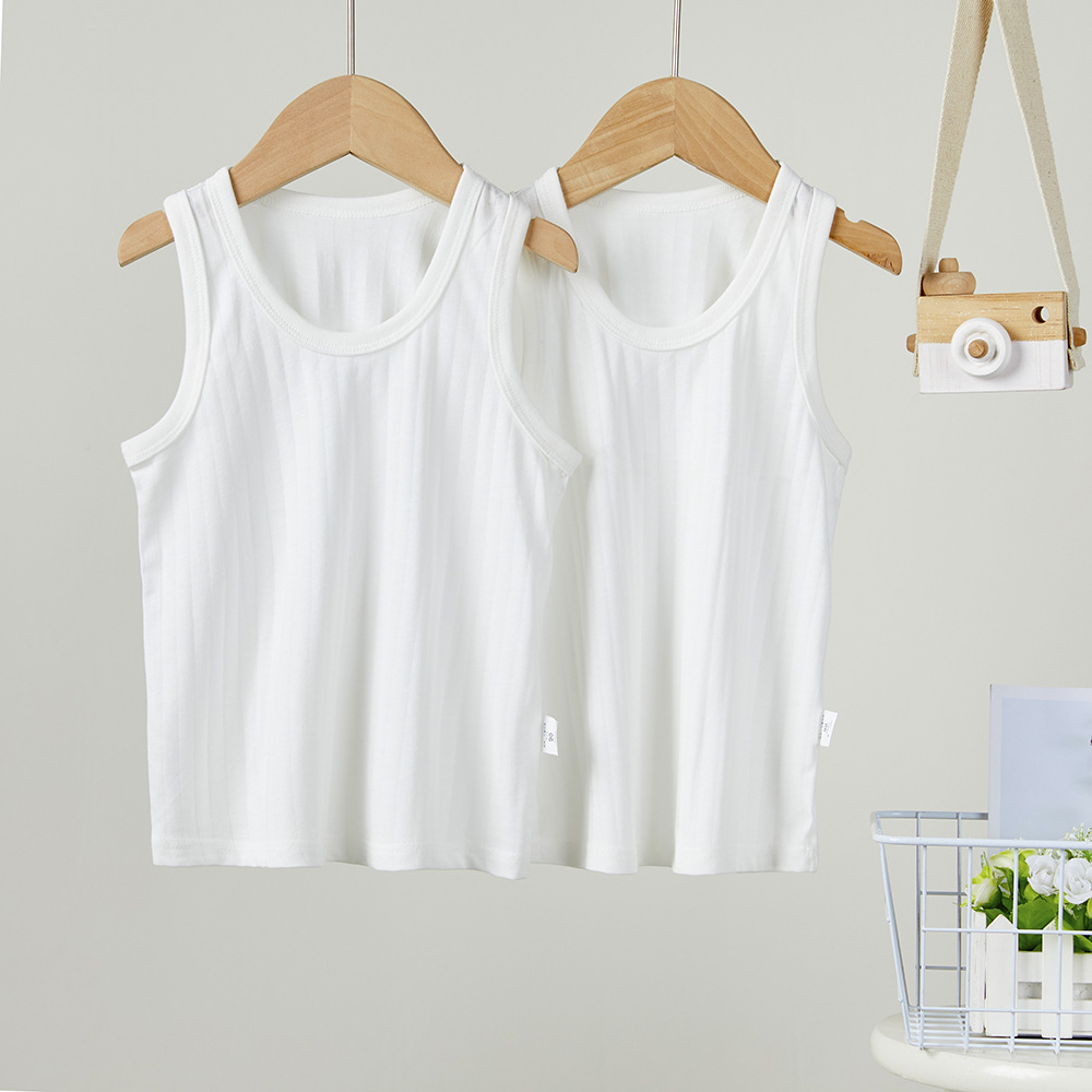 Niños camisola deshuesada sensación de frío hombres y mujeres bebé sin mangas casa que basa la camisa delgada 2 unidades al por mayor
