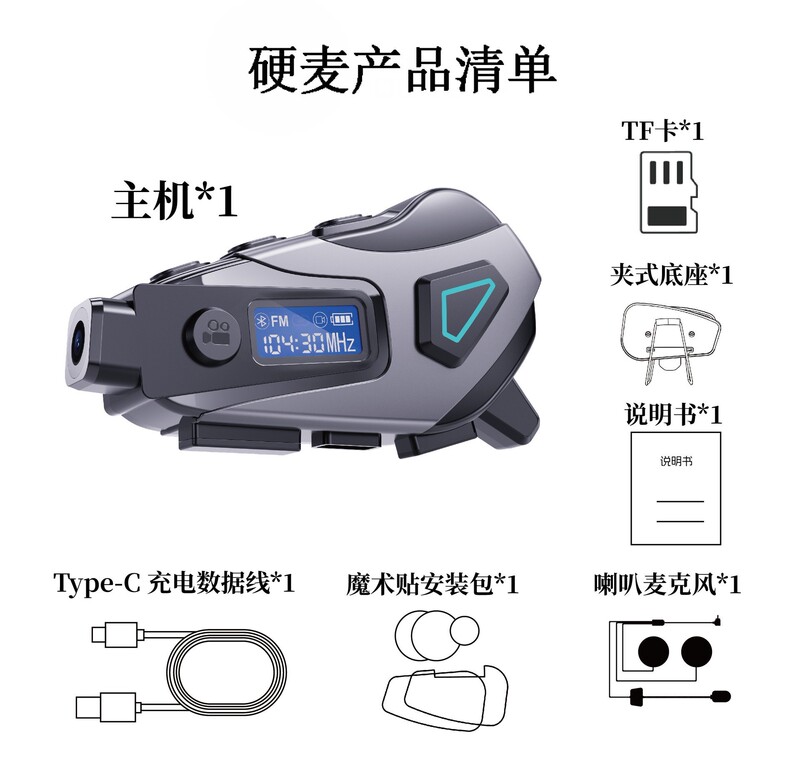 跨境摩托车头盔LED照明灯夜行蓝牙耳机语音助手超长续航专业防水|undefined