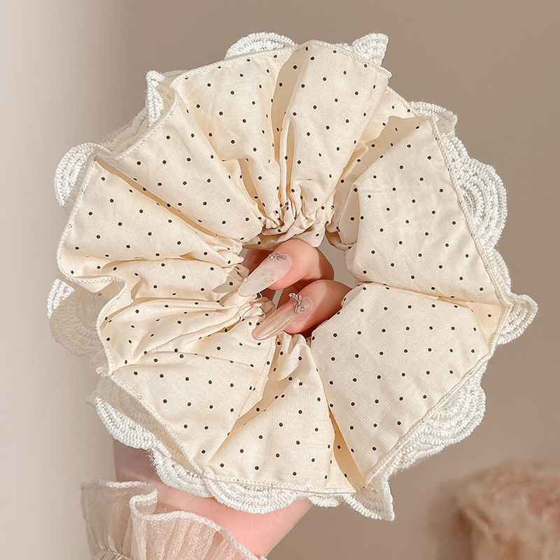 Coreano de encaje a cuadrícula anillo de cabello de intestino para mujeres 2026 nuevo estilo de cabello in-viento de gran tamaño bolas de cabello flor de tocado