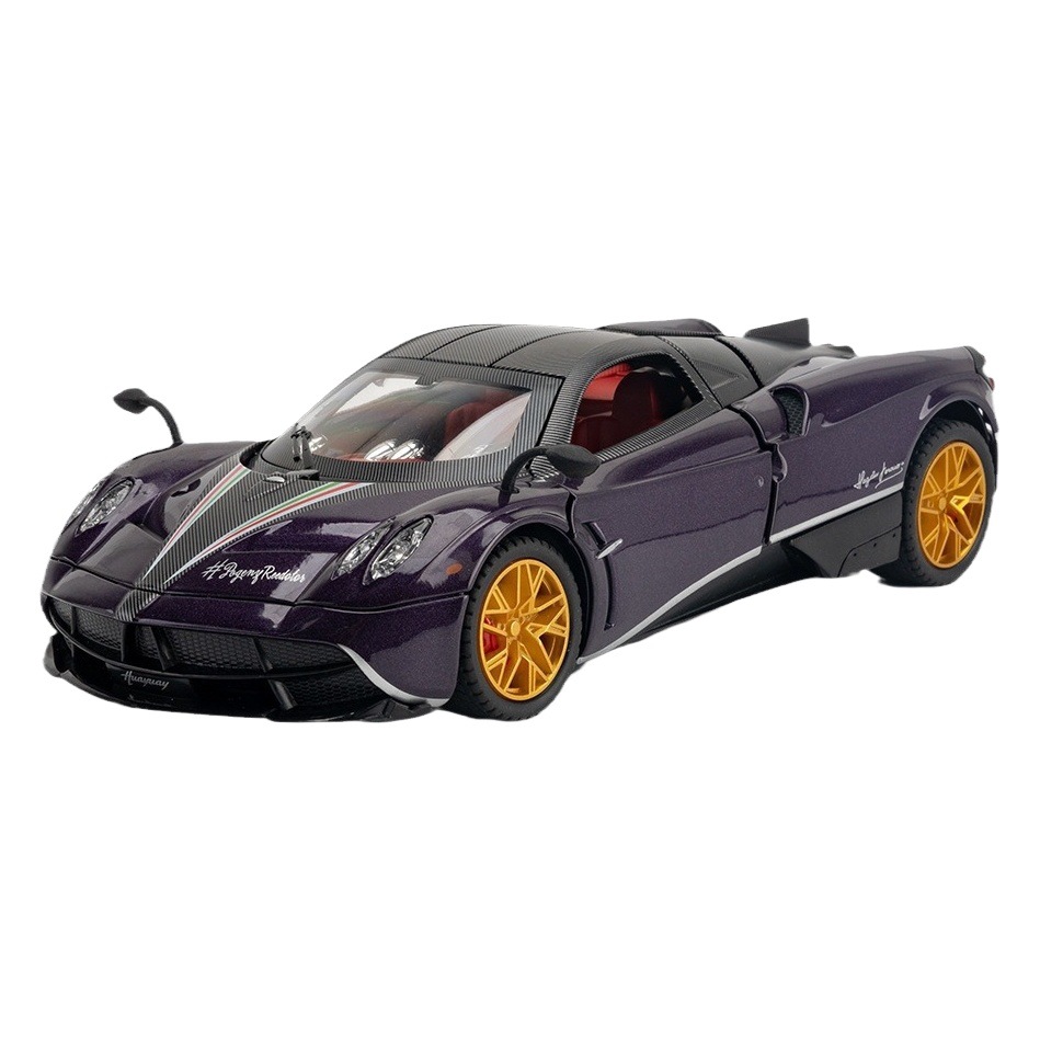 Modelo de coche de aleación de simulación de coche 1:24 Pa Garney Tire hacia atrás coche deportivo spray Función de sonido y luz modelo de coche de juguete adornos