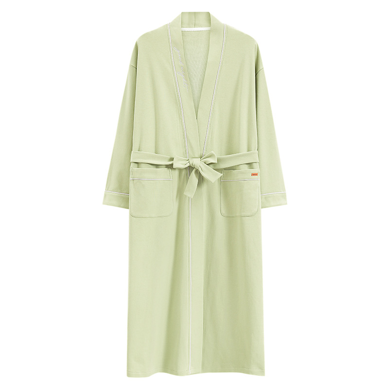 Camisón de algodón para mujer otoño nuevo traje de baño de color sólido de manga larga con cordones para mujer sexy otoño e invierno se puede usar fuera