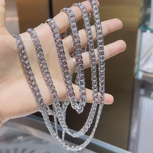 Pt950 Platinum Necklace Men's Solid Cuban Necklace White Gold Knights Necklace Verbal Chain Readable Platinum PT999