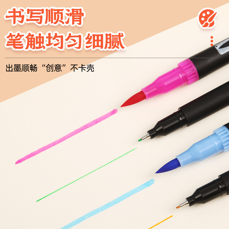 Transfronterizos de doble cabeza de acuarela pincel de galpón de pintura de arte infantil colorido graffiti lavable con agua con cabeza suave acuarela pincel