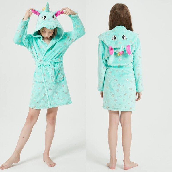 Rainbow children's flannel bathrobe