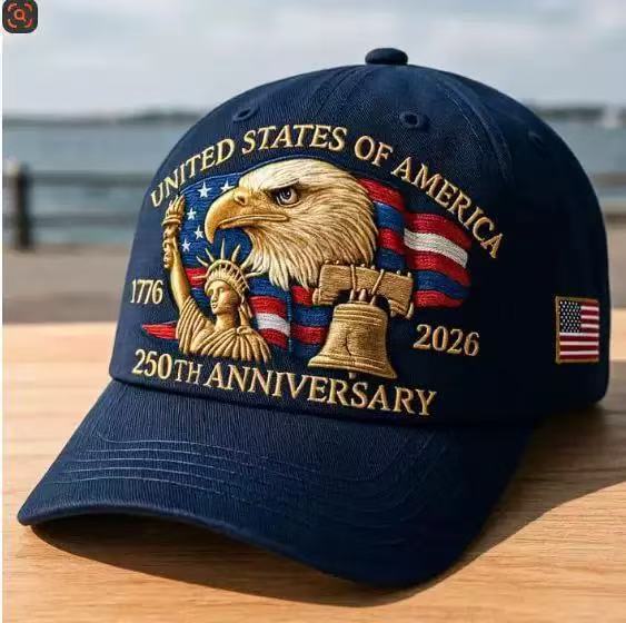 In-Stock, Same-Day Shipping, Us 250Th Anniversary Cross-Border Amazon Hot-Selling Embroidered Baseball Cap with 3D Embroidery Duckbill