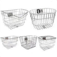 不锈钢自行车车筐车篮子电动车车框菜篮篓子车篓不带盖防锈筐前筐