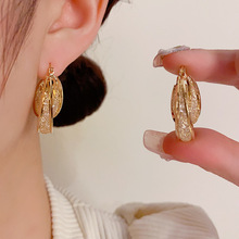 轻奢气质简约时尚个性金色环环锆石耳扣高级感精致名媛风耳环耳饰