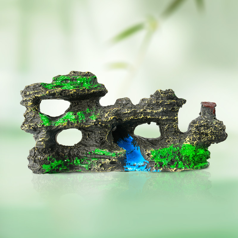 Nueva pecera, rocalla, decoración, paisajismo, montaña de resina, con simulación de agua, decoración artesanal de estilo nacional, decoración transfronteriza