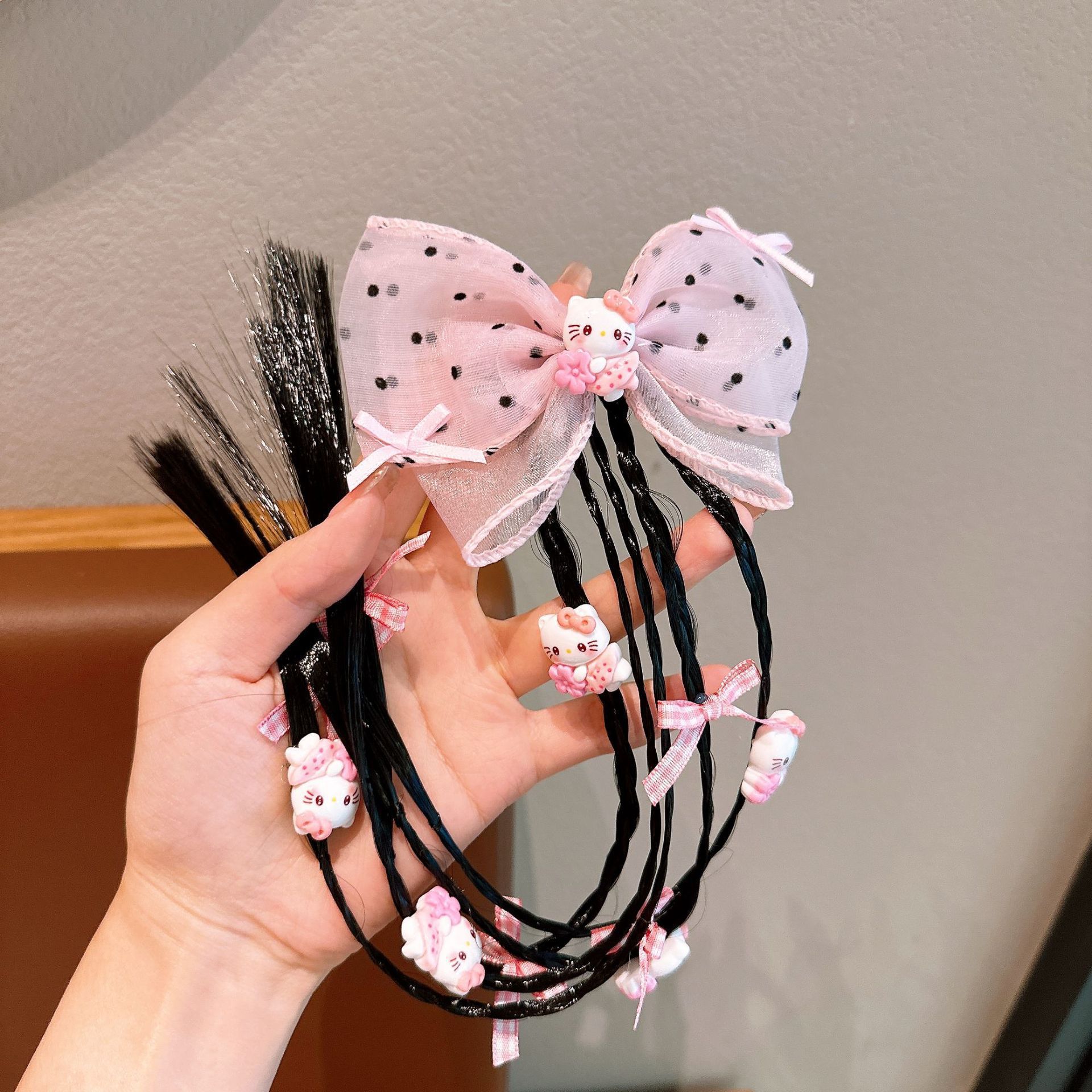Niños Kullomi pelucas trenzas niñas trenzas torcidas anillo de cabello arco correa niñas boxeo trenzas cuerdas para el cabello adornamiento