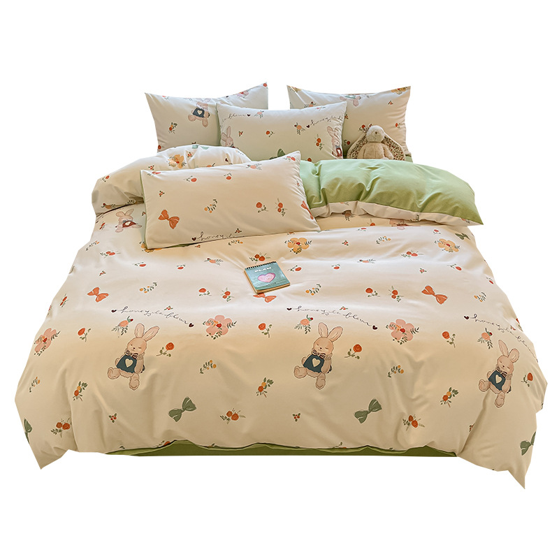 High-end engrosado abrasión algodón cuatro piezas set sábanas de algodón cubierta cama de tres piezas set lujoso otoño invierno ropa de cama