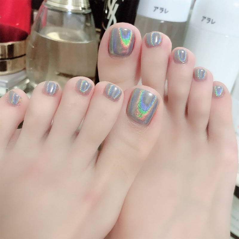 Rainbow Cat's Eye toe nail patch Flash wear nail nail nail patch finished nails white nail beauty wholesale