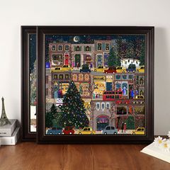 500枚のクリスマス冬灯パズル50.8*50.8センチガリーソンヨーロッパ式レトロなコーヒー色の額縁フレーム