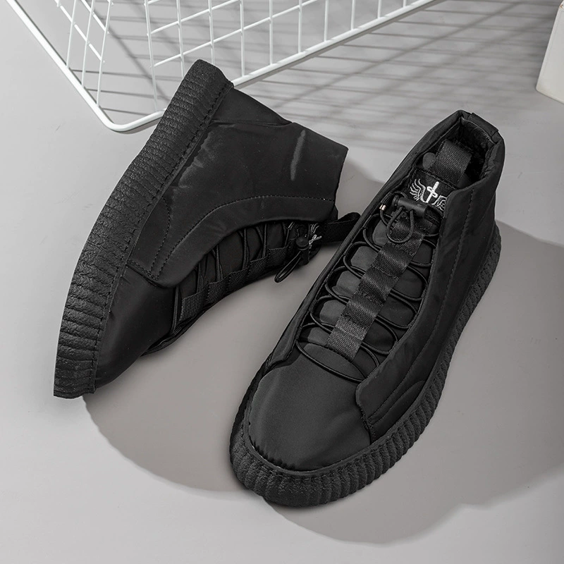 Мужская обувь с высоким берцем, зимние кроссовки на флисовой подкладке, Новая повседневная обувь, пуховая ткань, толстая хлопчатобумажная обувь, модные подходящие ко всему зимние сапоги для мужчин