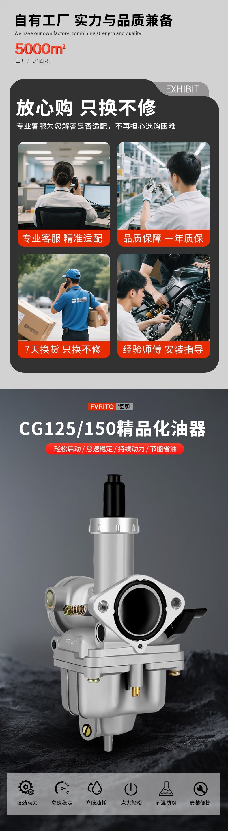 Motorcycle Cg125 150 Universal Carburetor for Men's Motorcycles Qianjiang Zongshen Loncin Jialing Tricycle Pz26/27/30