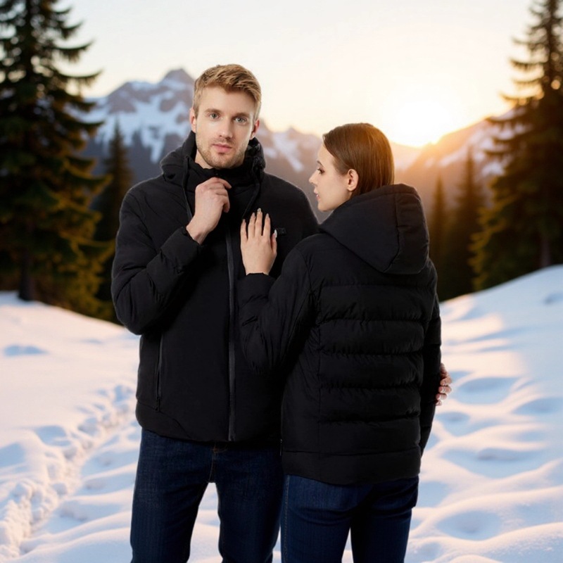 Cross-Border Popular Smart Electric Heating Jacket, Windproof Heating Clothing, Same Style for Men and Women, Thickened Hooded Casual Cold-Resistant Thermal Clothing