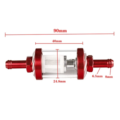 Universal Motorcycle Gasoline Filter Element Cnc Modified Metal Fuel Filter Oil Pipe Oil Switch Clip (Motosiklet ləvazimatları və aksesuarları) - red