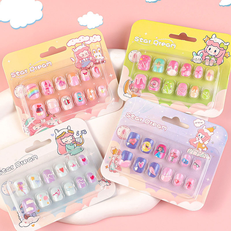 Children's cartoon nail stickers baby toy nail piece finger wear nail New Cute Princess self-adhesive nail stickers