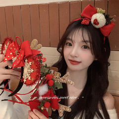 聖誕節裝飾兒童成人髮飾聖誕發箍節日可愛裝扮發光頭飾大鹿角頭箍