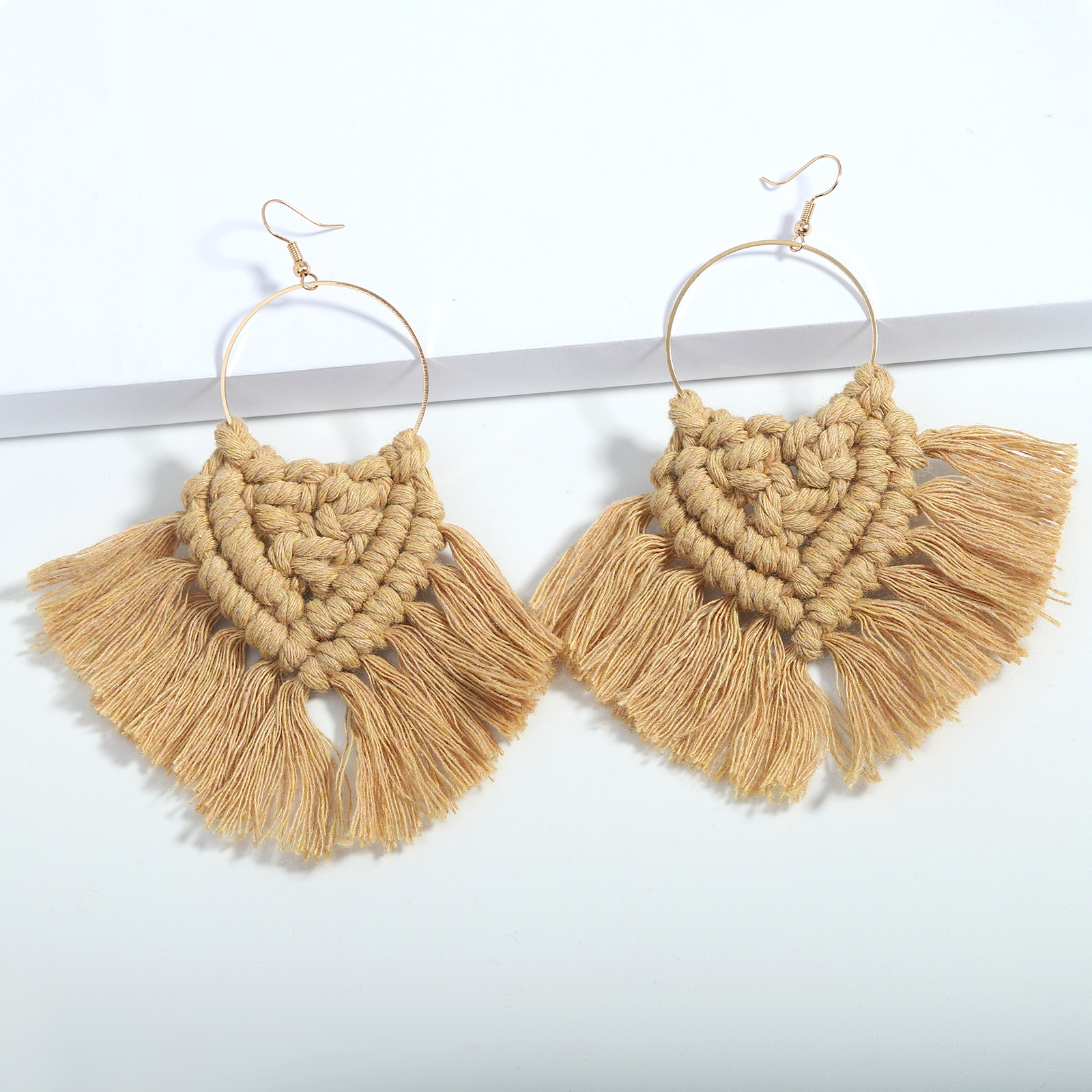 Bohemian Ethnic Style Handmade Braided Tassel Color Earrings display picture 11