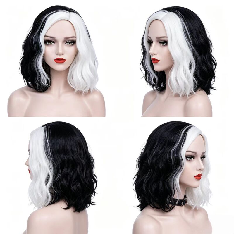 European and American Halloween cross-border witch makeup, party role-playing costume, cosplay black and white wig European and American Halloween cross-border witch makeup, party role-playing costume, cosplay black and white wig