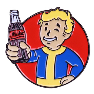 Shelter kid soda bottle badge radiation game brooch