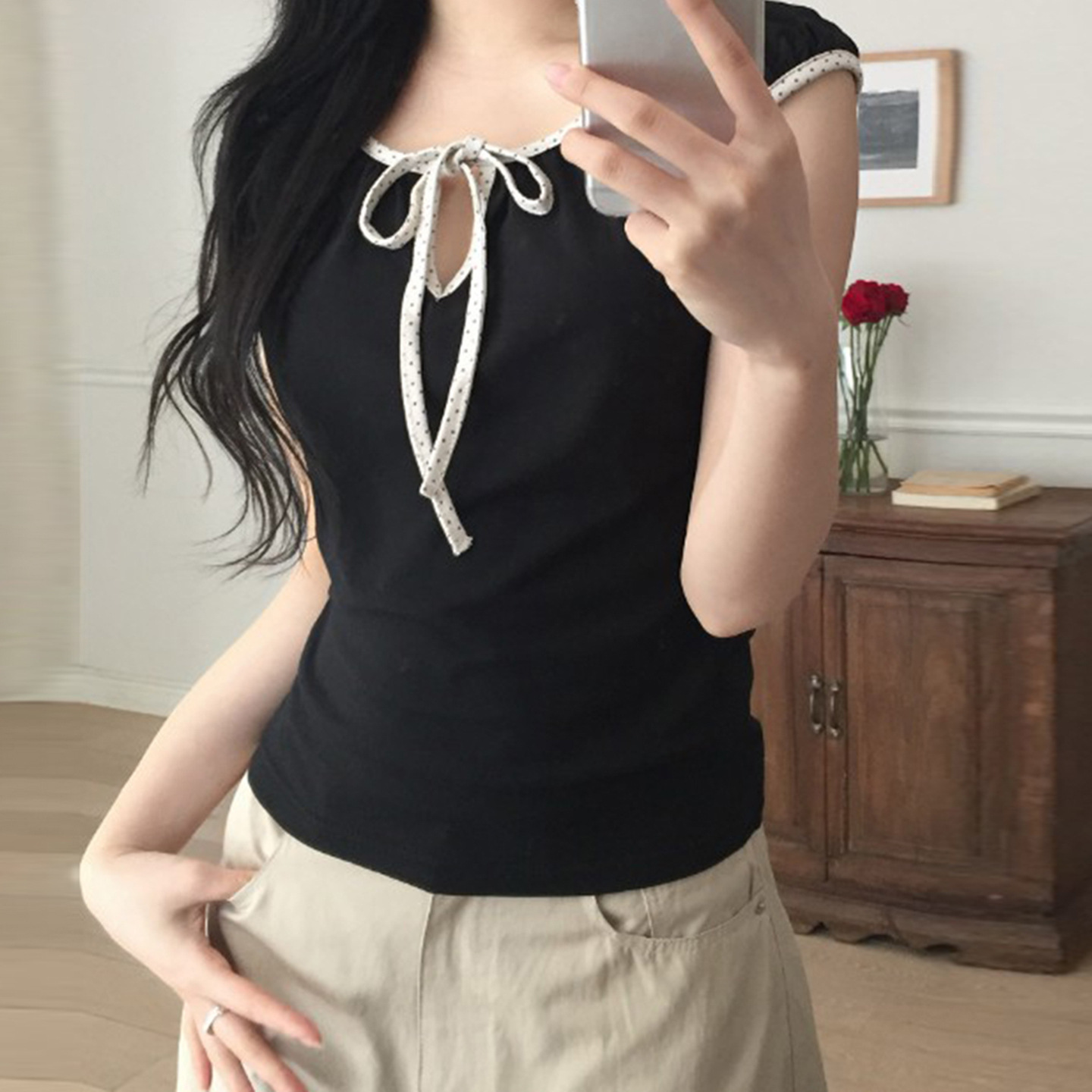 Girly Style Pure Desire Camisole Women's Summer Korean Style Niche Design Strap Contrasting Color Sleeveless Outer Top Trendy