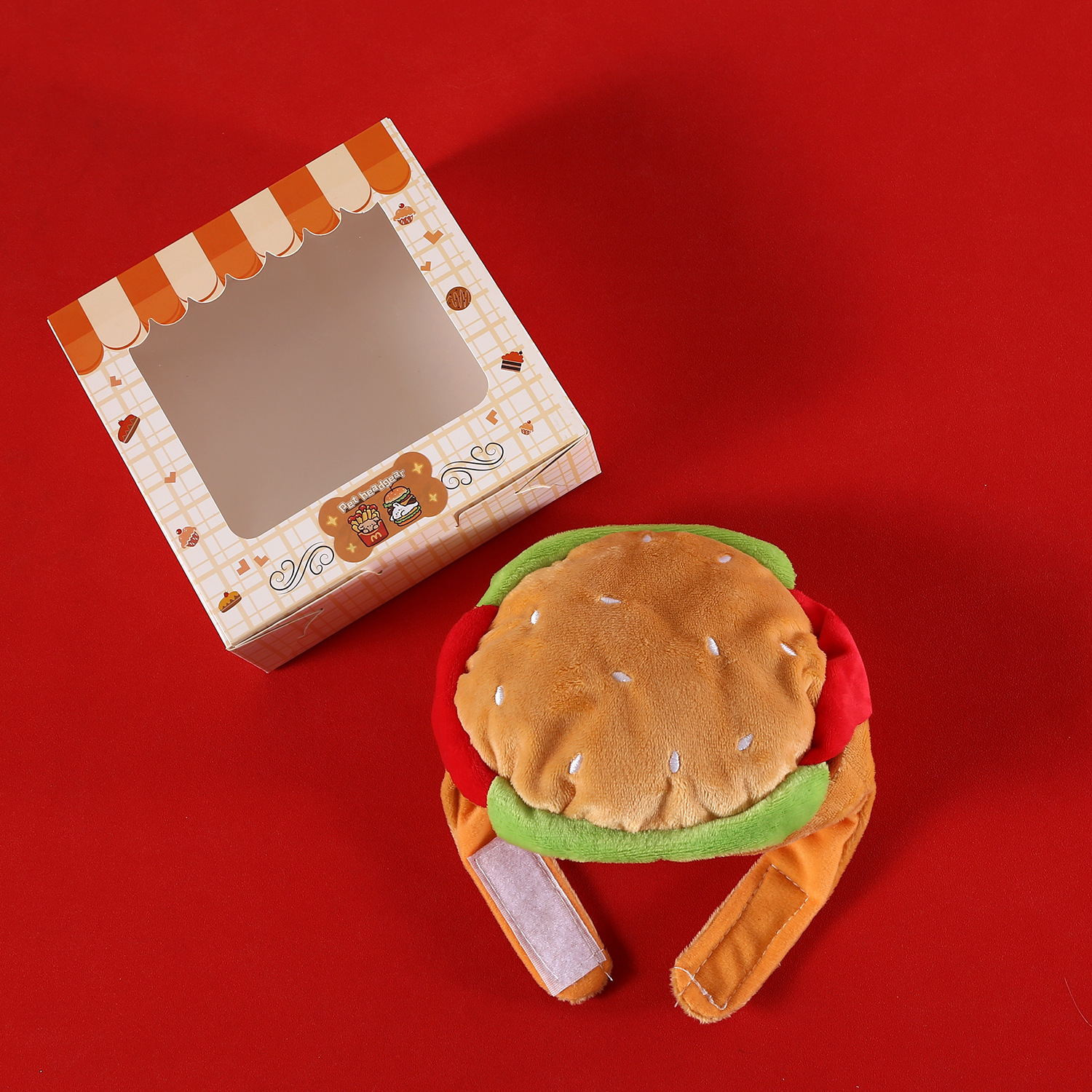 Big redondo mascotas hamburguesas patatas fritas dibujos animados bonitos sombreros gatos Teddy Bear fotografía toque de cabeza cálido toque de cabeza