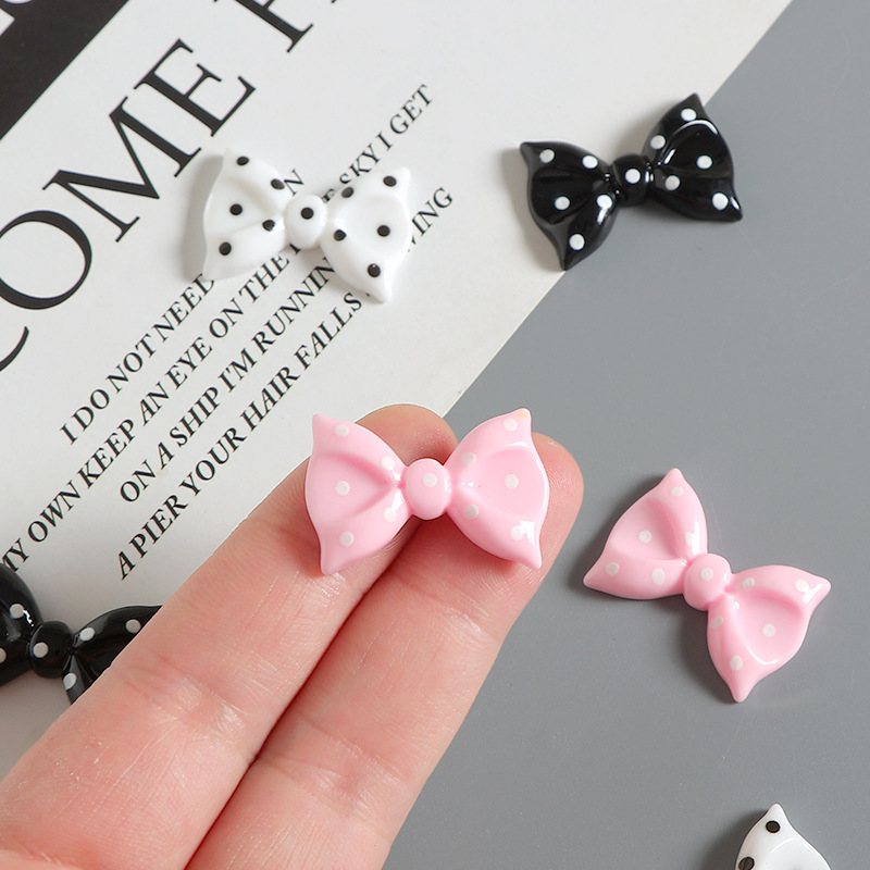 光沢のある黒のドットキャンディリボン樹脂アクセサリー diy 携帯電話ケース下駄バックルヘアピンジュエリー材料|undefined