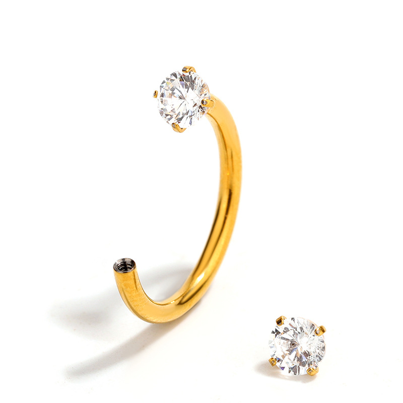 Titan Nasenpiercing Stecker Aus Titan Mit Stein C-form_voghion.com