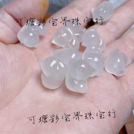 天然白玉髓白冰玛瑙荔枝冻可爱萌宠伸懒腰的小猫咪DIY配饰配件 手