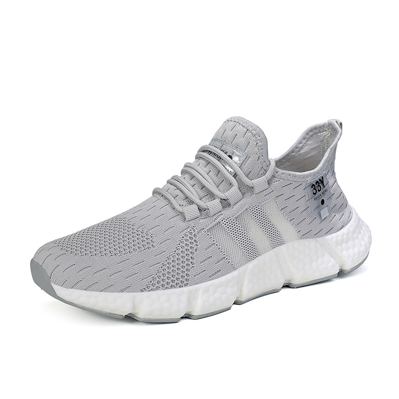 2025 fábrica Douyin nueva combinación de goma de palomitas de maíz inferior transpirable elástico volador zapatos de malla de pareja estilo caliente