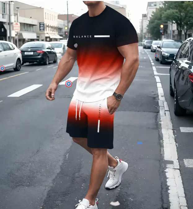 Conjunto de camisetas y pantalones de manga corta a la moda, los más vendidos en Amazon en 2026, ropa holgada para hombre con estampado digital 3D y colores degradados